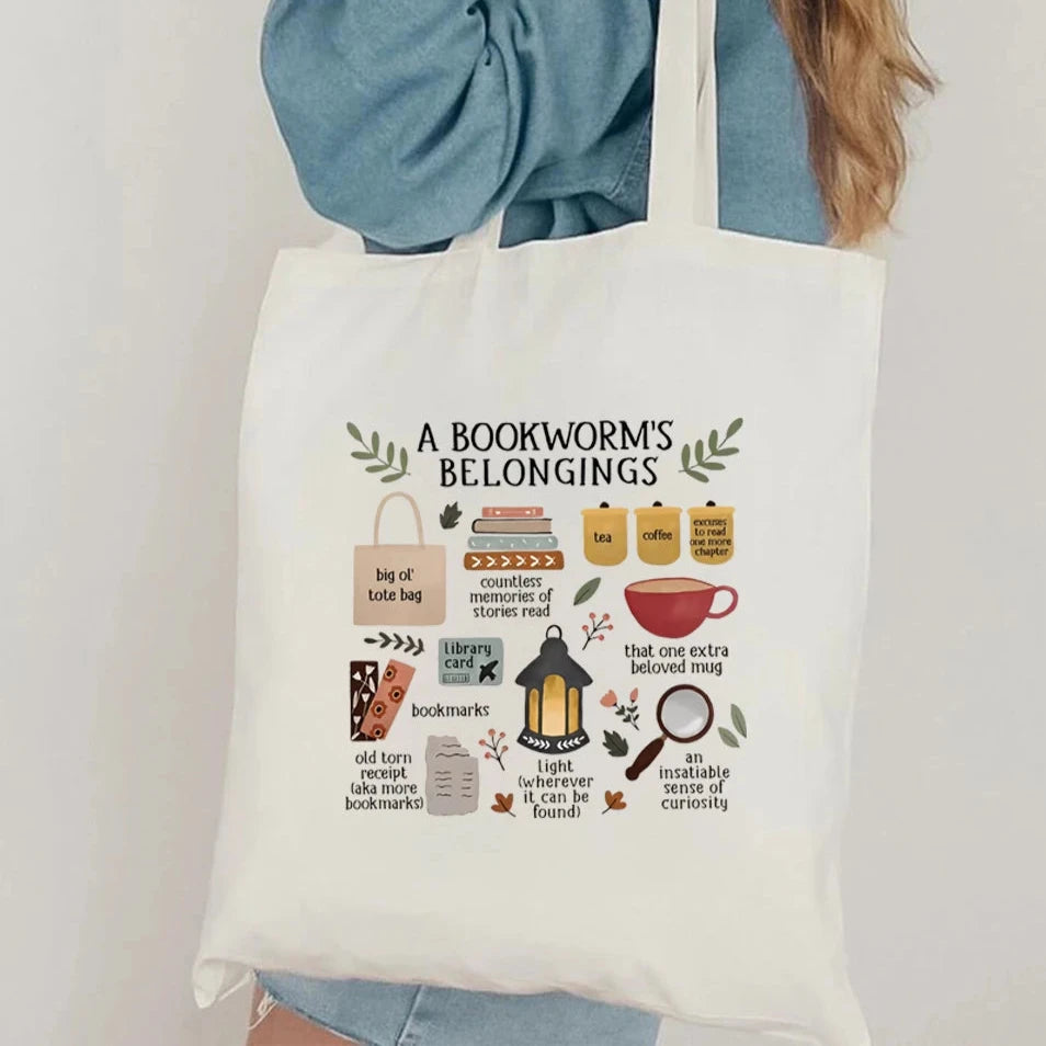 A Bookworm's Belongings Tote Bag